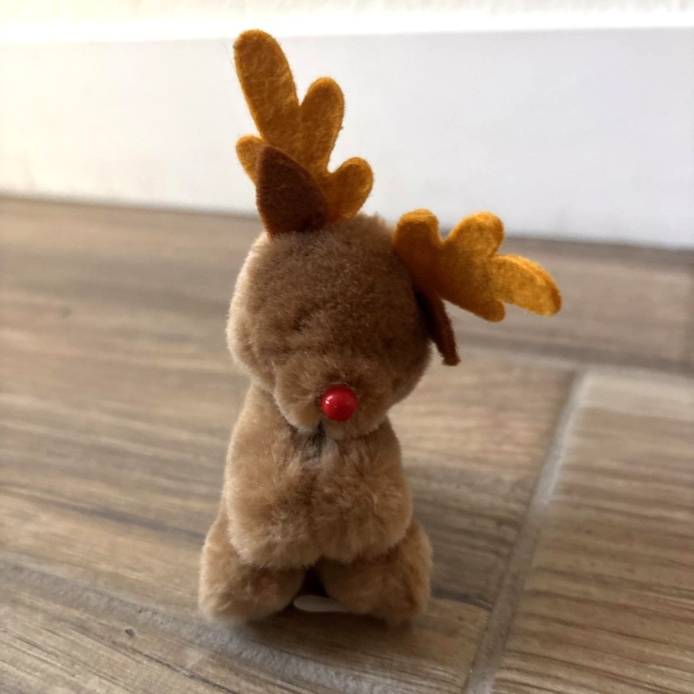Vintage Dakin Miniature Rudolph Reindeer Pincher 3" Plush Korea
